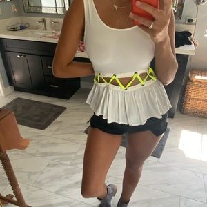 White and neon flowy cut out top